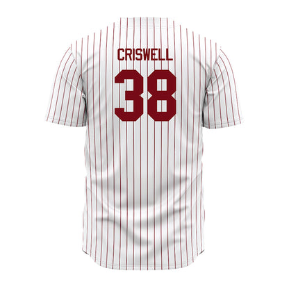 Troy - NCAA Baseball : Nate Criswell - Red Striped Jersey-1
