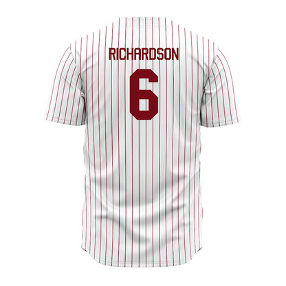 Troy - NCAA Baseball : Brady Richardson - Red Striped Jersey-1