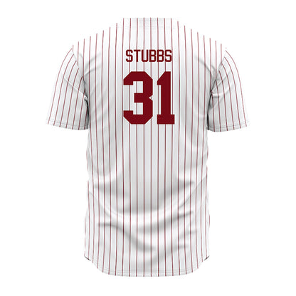 Troy - NCAA Baseball : Benjamin Stubbs - Red Striped Jersey-1