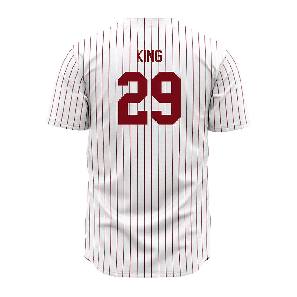 Troy - NCAA Baseball : Dylan King - Red Striped Jersey-1