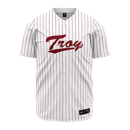 Troy - NCAA Baseball : Ty McGraw - Red Striped Jersey-0