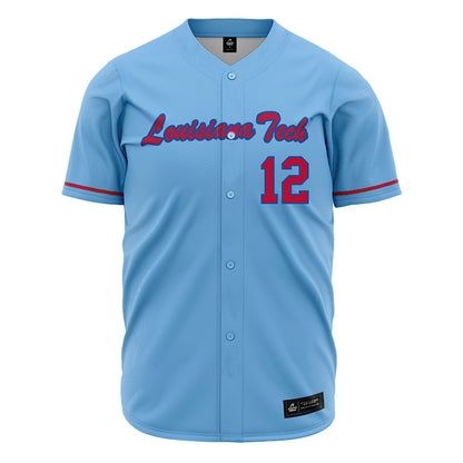 LA Tech - NCAA Baseball : Luke Cooley - Light Blue Jersey-0