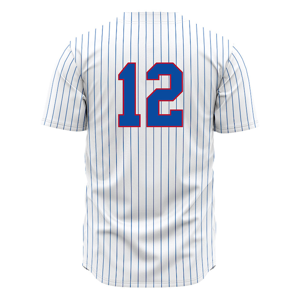 LA Tech - NCAA Baseball : Luke Cooley - White Pinstripe Jersey-1