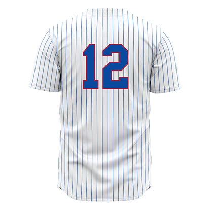 LA Tech - NCAA Baseball : Luke Cooley - White Pinstripe Jersey-1