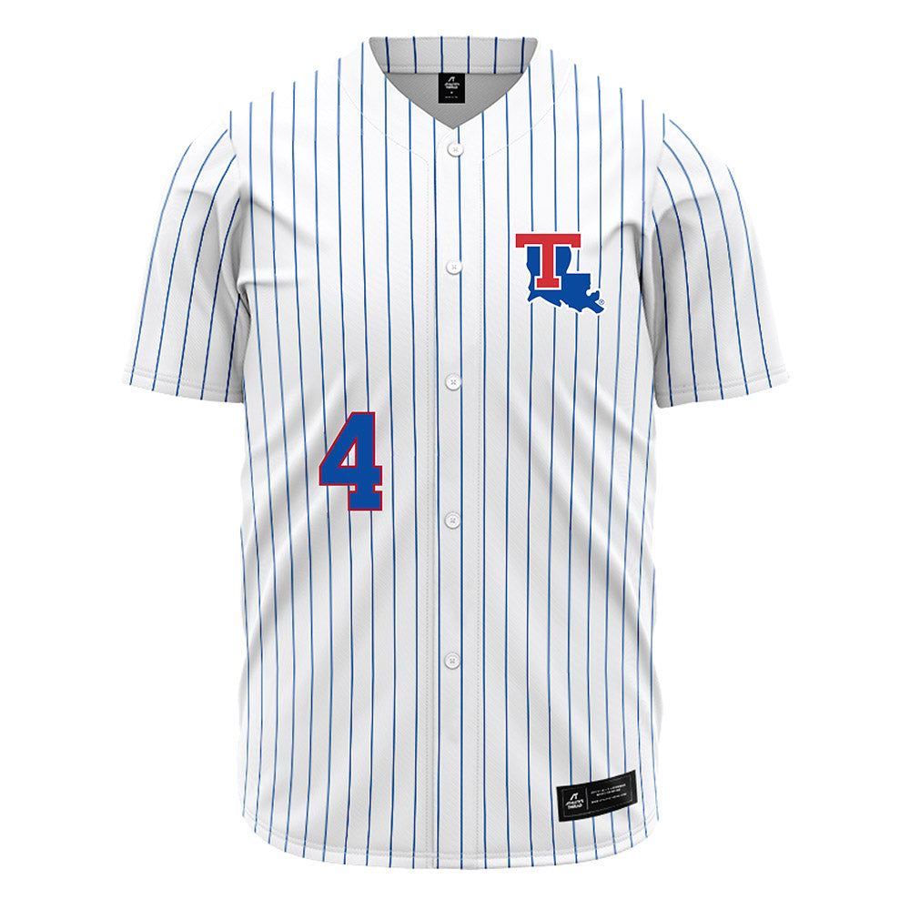 LA Tech - NCAA Baseball : Cade Patterson - White Pinstripe Jersey-0