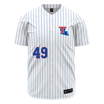 LA Tech - NCAA Baseball : Ethan Judice - White Pinstripe Jersey-0