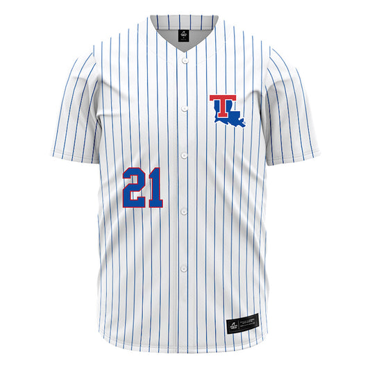 LA Tech - NCAA Baseball : Hudson Hartgrove - White Pinstripe Jersey-0