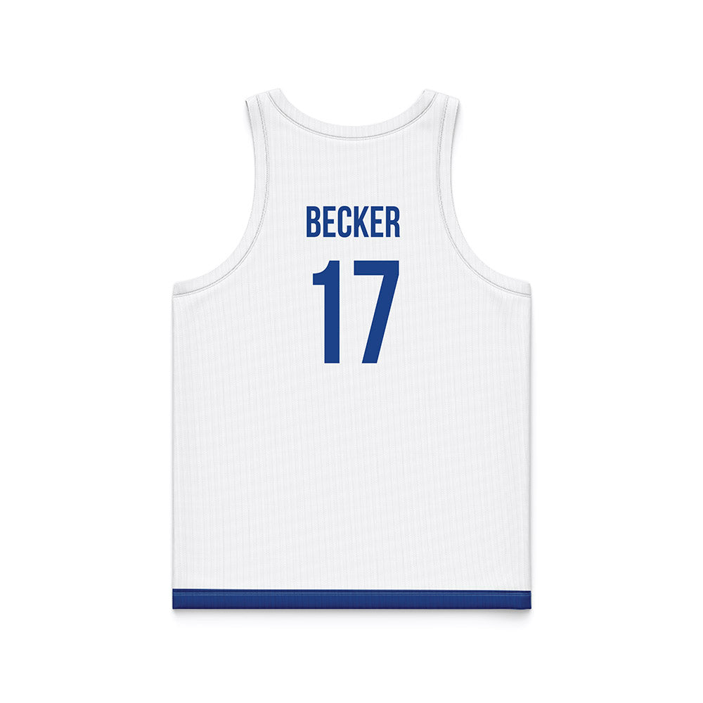 Drake - NCAA Women's Basketball : Anna Becker - White Basketball Jersey-1