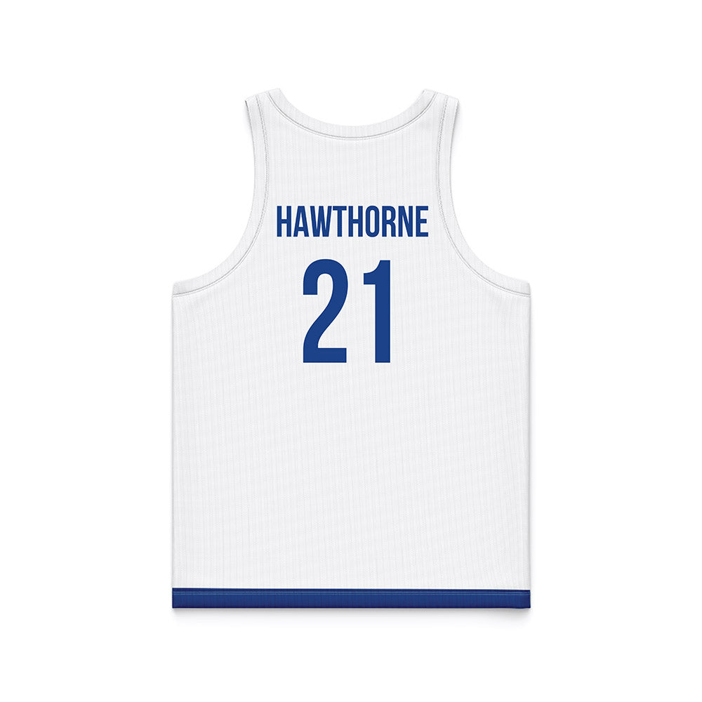 Drake - NCAA Women's Basketball : Ava Hawthorne - White Basketball Jersey