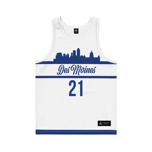 Drake - NCAA Men's Basketball : Andrew Alia - White Basketball Jersey-0