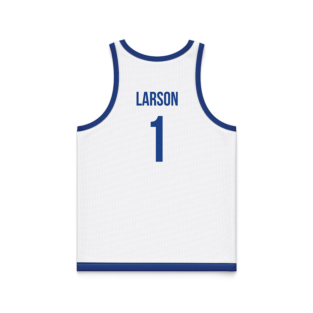 Drake - NCAA Men's Basketball : Owen Larson - White Basketball Jersey-1