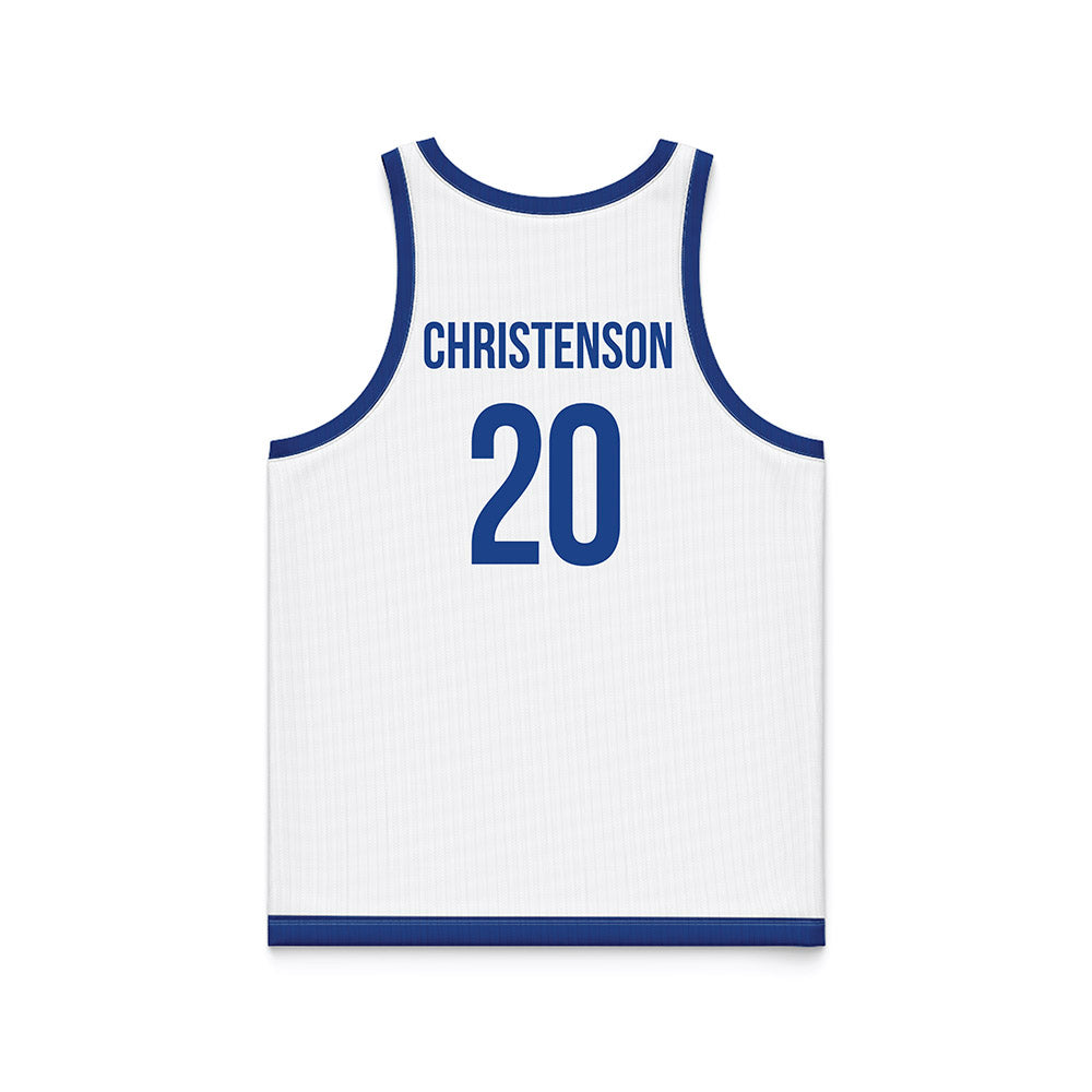 Drake - NCAA Women's Basketball : Emily Christenson - White Basketball Jersey