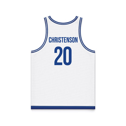 Drake - NCAA Women's Basketball : Emily Christenson - White Basketball Jersey