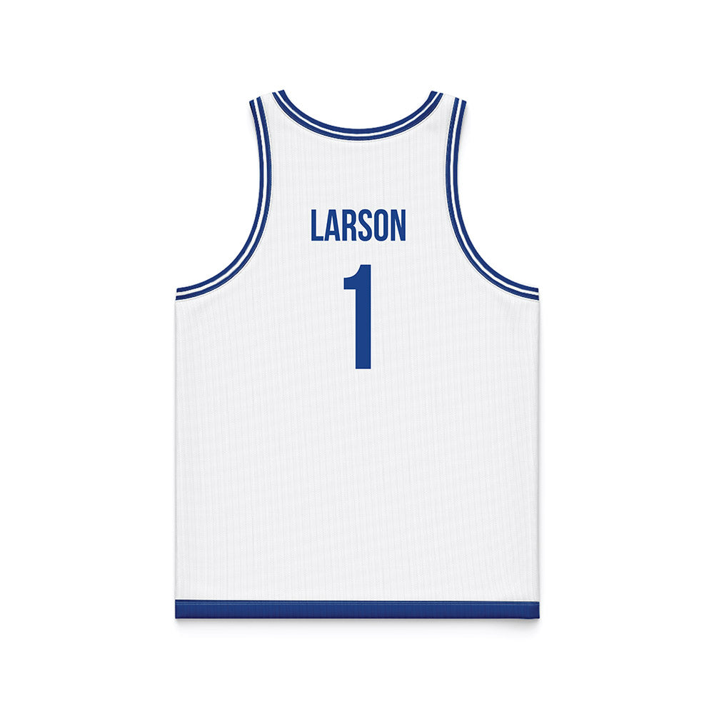 Drake - NCAA Men's Basketball : Owen Larson - White Basketball Jersey-1