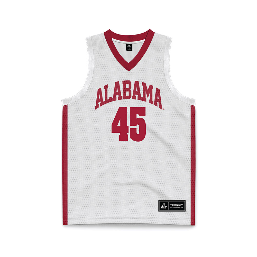 Alabama - NCAA Men's Basketball : Max Scharnowski - White Basketball Jersey-0