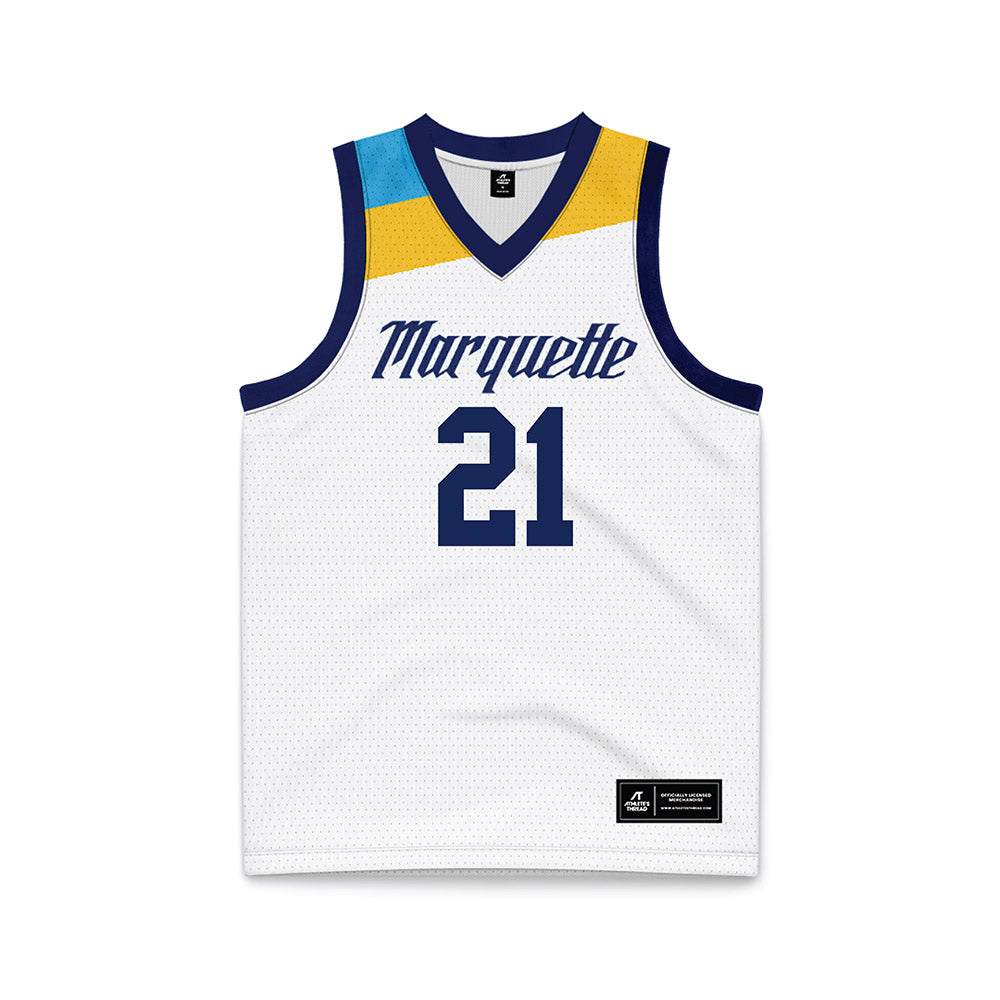 Marquette - NCAA Men's Basketball : Ian Miletic - White Basketball Jersey-0