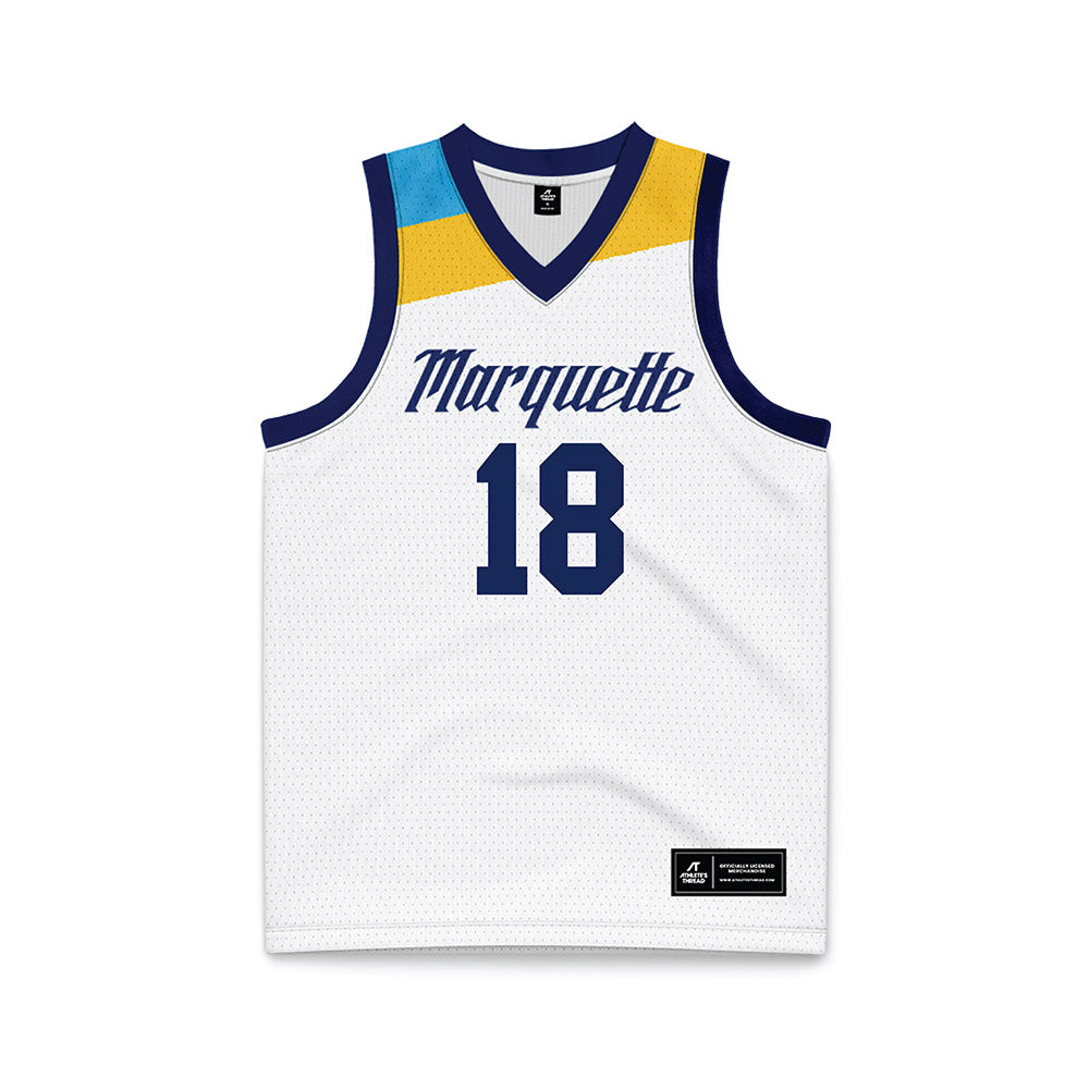 Marquette - NCAA Men's Basketball : Caedin Hamilton - White Basketball Jersey-0