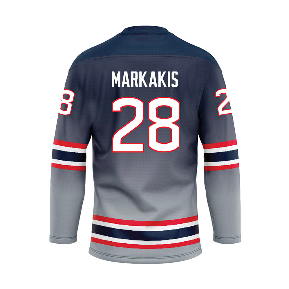 UConn - NCAA Women's Ice Hockey : Ellie Markakis - Grey Hockey Jersey-1