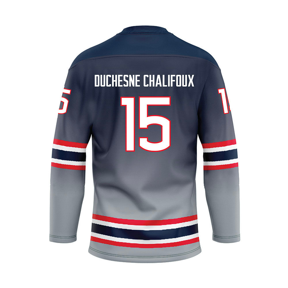 UConn - NCAA Women's Ice Hockey : Meghane Duchesne Chalifoux - Grey Hockey Jersey