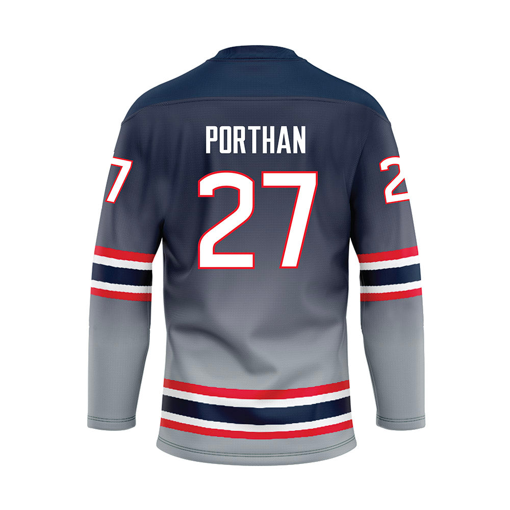 UConn - NCAA Women's Ice Hockey : Taylor Porthan - Grey Hockey Jersey-1