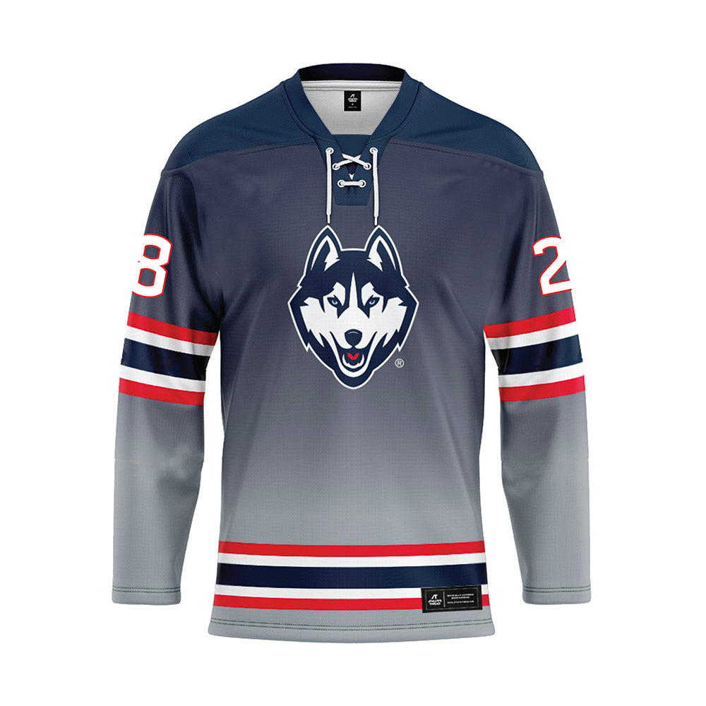 UConn - NCAA Women's Ice Hockey : Ellie Markakis - Grey Hockey Jersey-0