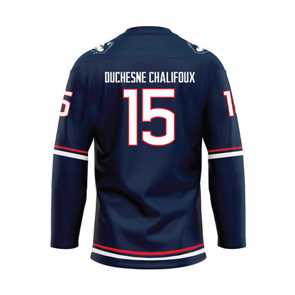 UConn - NCAA Women's Ice Hockey : Meghane Duchesne Chalifoux - Navy Hockey Jersey