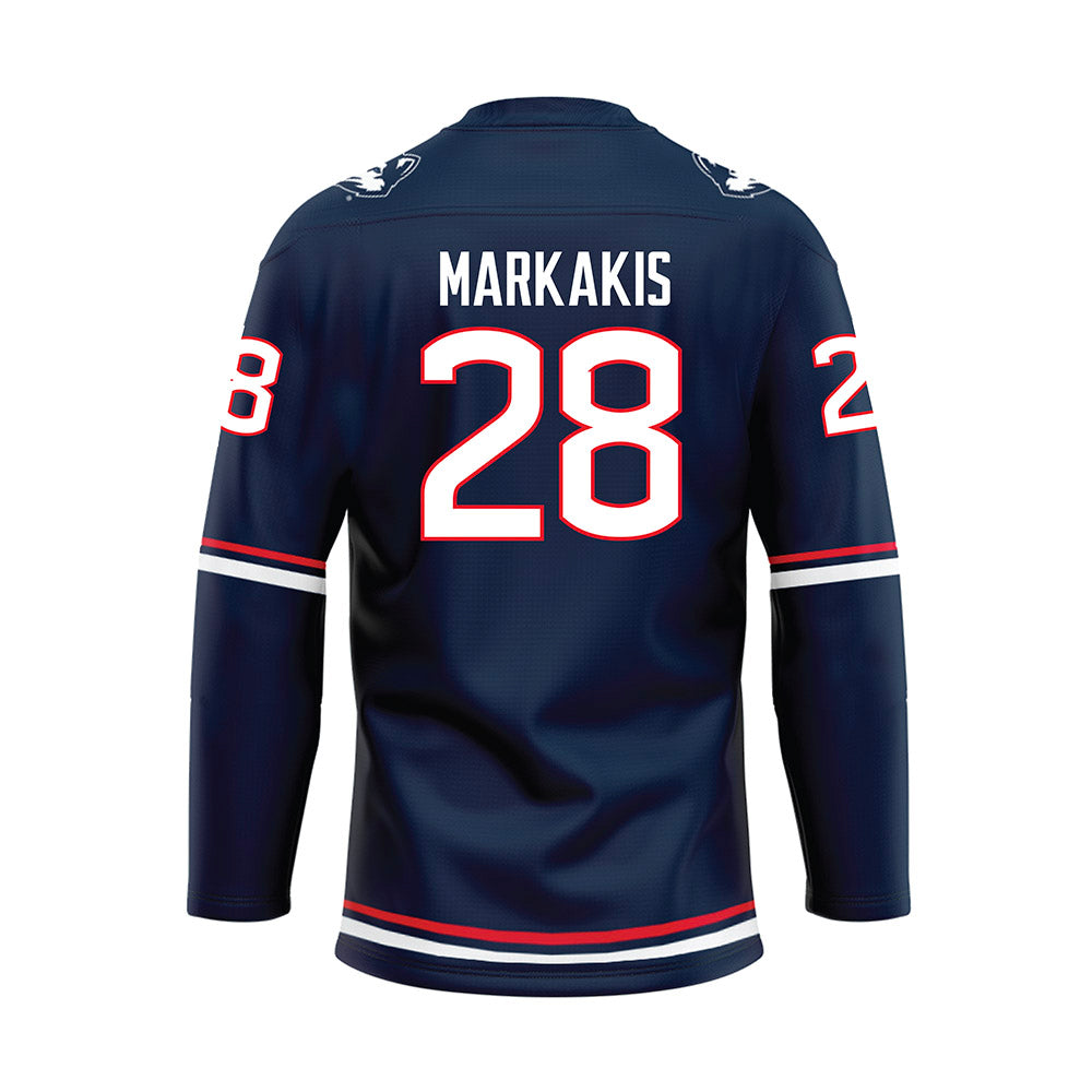 UConn - NCAA Women's Ice Hockey : Ellie Markakis - Navy Hockey Jersey-1