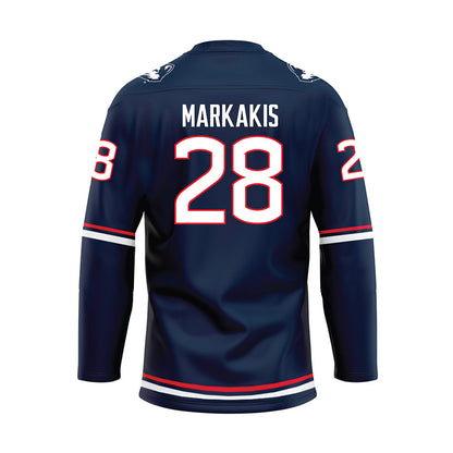 UConn - NCAA Women's Ice Hockey : Ellie Markakis - Navy Hockey Jersey-1