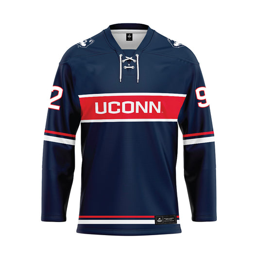 UConn - NCAA Women's Ice Hockey : Ashley Allard - Navy Hockey Jersey