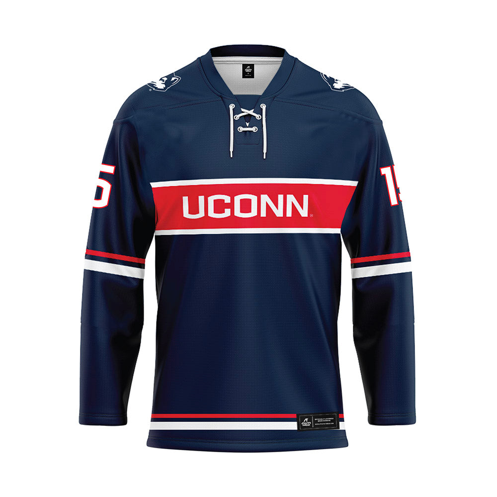 UConn - NCAA Women's Ice Hockey : Meghane Duchesne Chalifoux - Navy Hockey Jersey