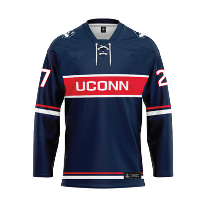 UConn - NCAA Women's Ice Hockey : Taylor Porthan - Navy Hockey Jersey-0