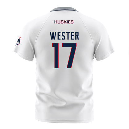 UConn - NCAA Men's Soccer : Edward Wester - White Soccer Jersey-1