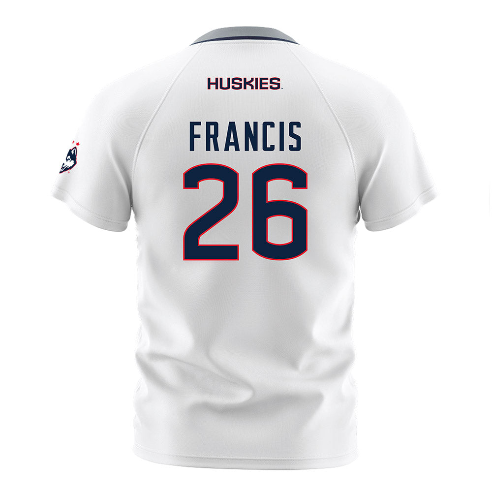 UConn - NCAA Men's Soccer : Sebastian Francis - White Soccer Jersey-1
