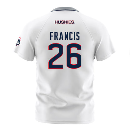 UConn - NCAA Men's Soccer : Sebastian Francis - White Soccer Jersey-1