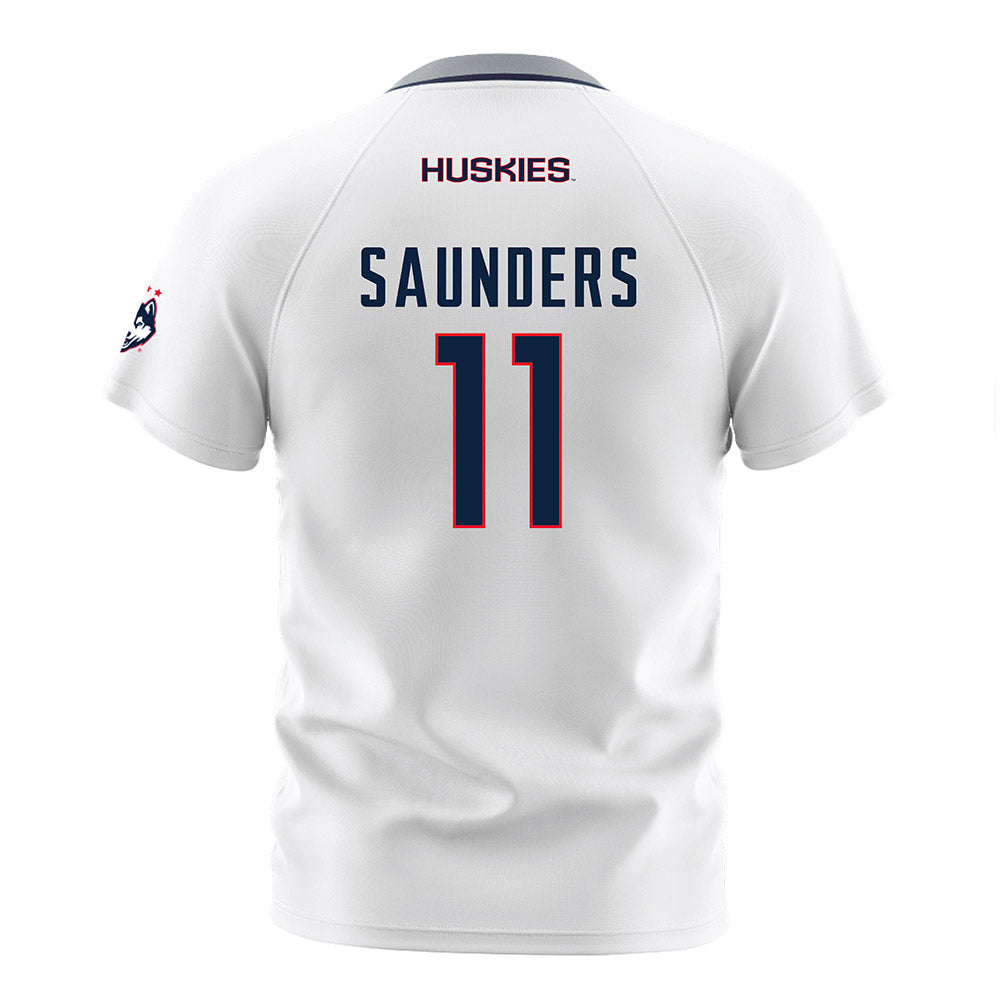 UConn - NCAA Men's Soccer : Balthazar Saunders - White Soccer Jersey-1