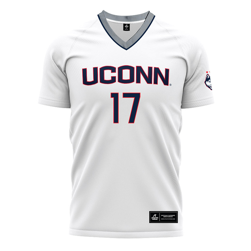 UConn - NCAA Men's Soccer : Edward Wester - White Soccer Jersey-0