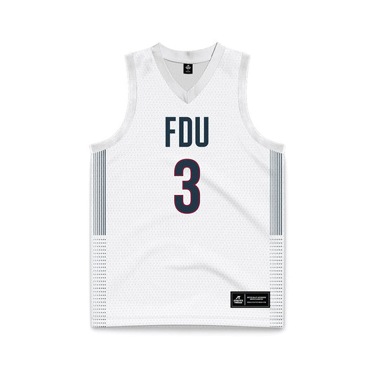 FDU - NCAA Men's Basketball : Raysean Johnson - White Basketball Jersey-0