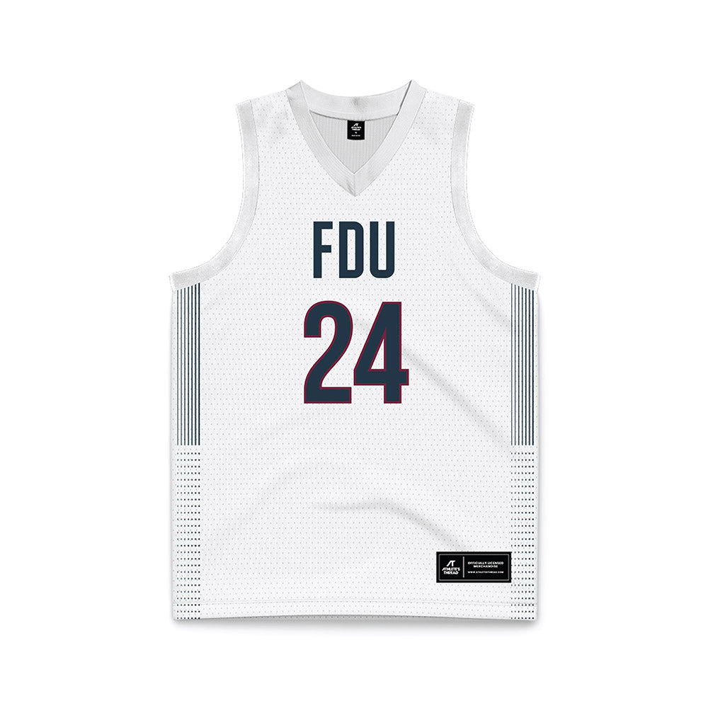 FDU - NCAA Men's Basketball : Elijah Godbolt - White Basketball Jersey-0