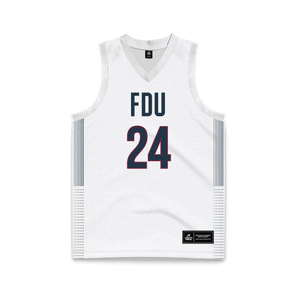 FDU - NCAA Men's Basketball : Elijah Godbolt - White Basketball Jersey-0