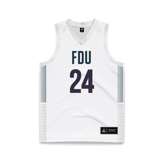 FDU - NCAA Men's Basketball : Elijah Godbolt - White Basketball Jersey-0