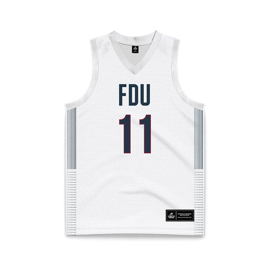 FDU - NCAA Men's Basketball : Tyler McQuaid - White Basketball Jersey-0