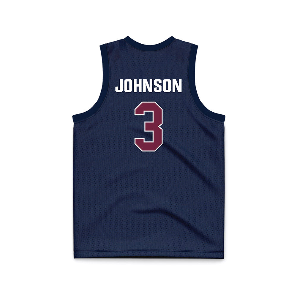 FDU - NCAA Men's Basketball : Raysean Johnson - Blue Basketball Jersey-1