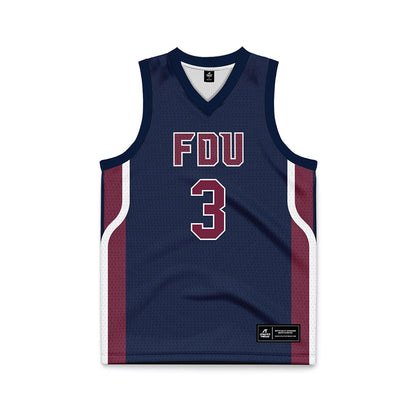 FDU - NCAA Men's Basketball : Raysean Johnson - Blue Basketball Jersey-0