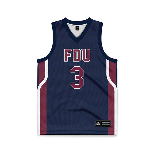 FDU - NCAA Men's Basketball : Raysean Johnson - Blue Basketball Jersey-0