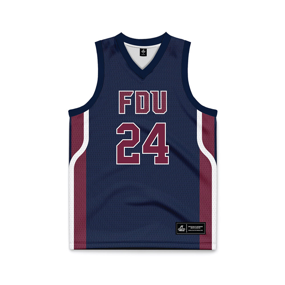 FDU - NCAA Men's Basketball : Elijah Godbolt - Blue Basketball Jersey-0