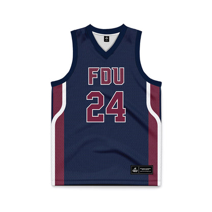 FDU - NCAA Men's Basketball : Elijah Godbolt - Blue Basketball Jersey-0