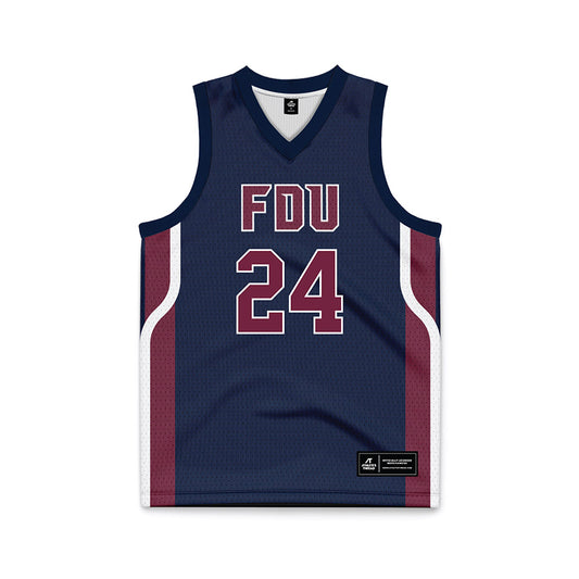 FDU - NCAA Men's Basketball : Elijah Godbolt - Blue Basketball Jersey-0