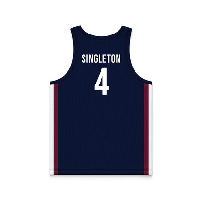 FDU - NCAA Men's Basketball : Grant Singleton - Blue Basketball Jersey-1