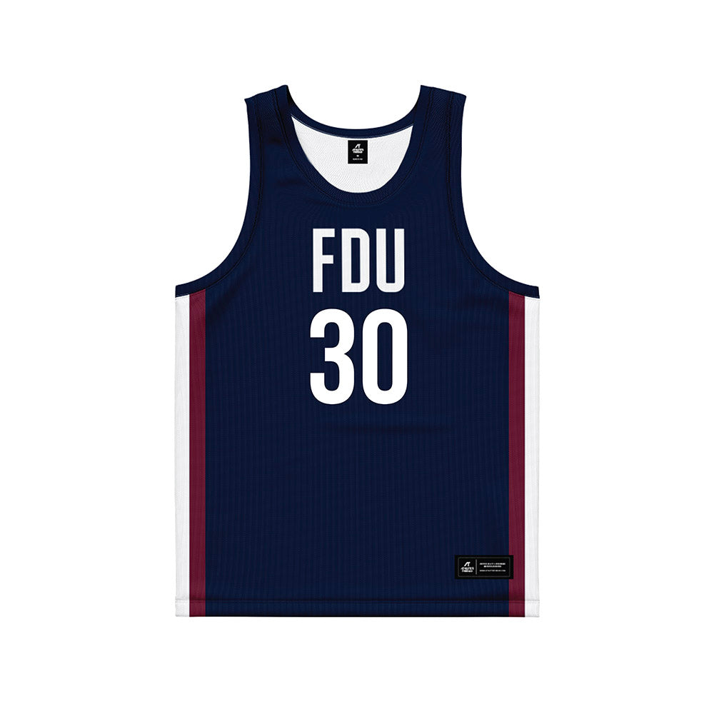 FDU - NCAA Men's Basketball : Andrew Canda - Blue Basketball Jersey-0