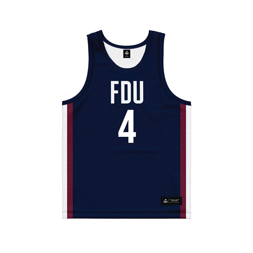 FDU - NCAA Men's Basketball : Grant Singleton - Blue Basketball Jersey-0